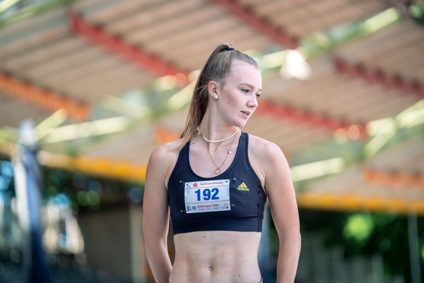 Kira Wittmann (LG Goettingen) im Dreisprung am 02.07.2022 waehrend den NLV+BLV Leichtathletik-Landesmeisterschaften im Jahnstadion in Goettingen (Tag 1)